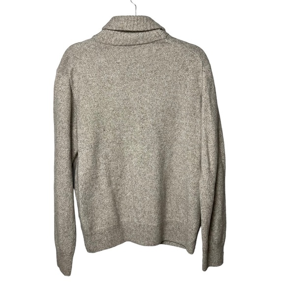 JCrew Sweater Mens Tan Collared Merino Wool Blend Mock Neck SZ L Henley Pullover - Picture 5 of 8